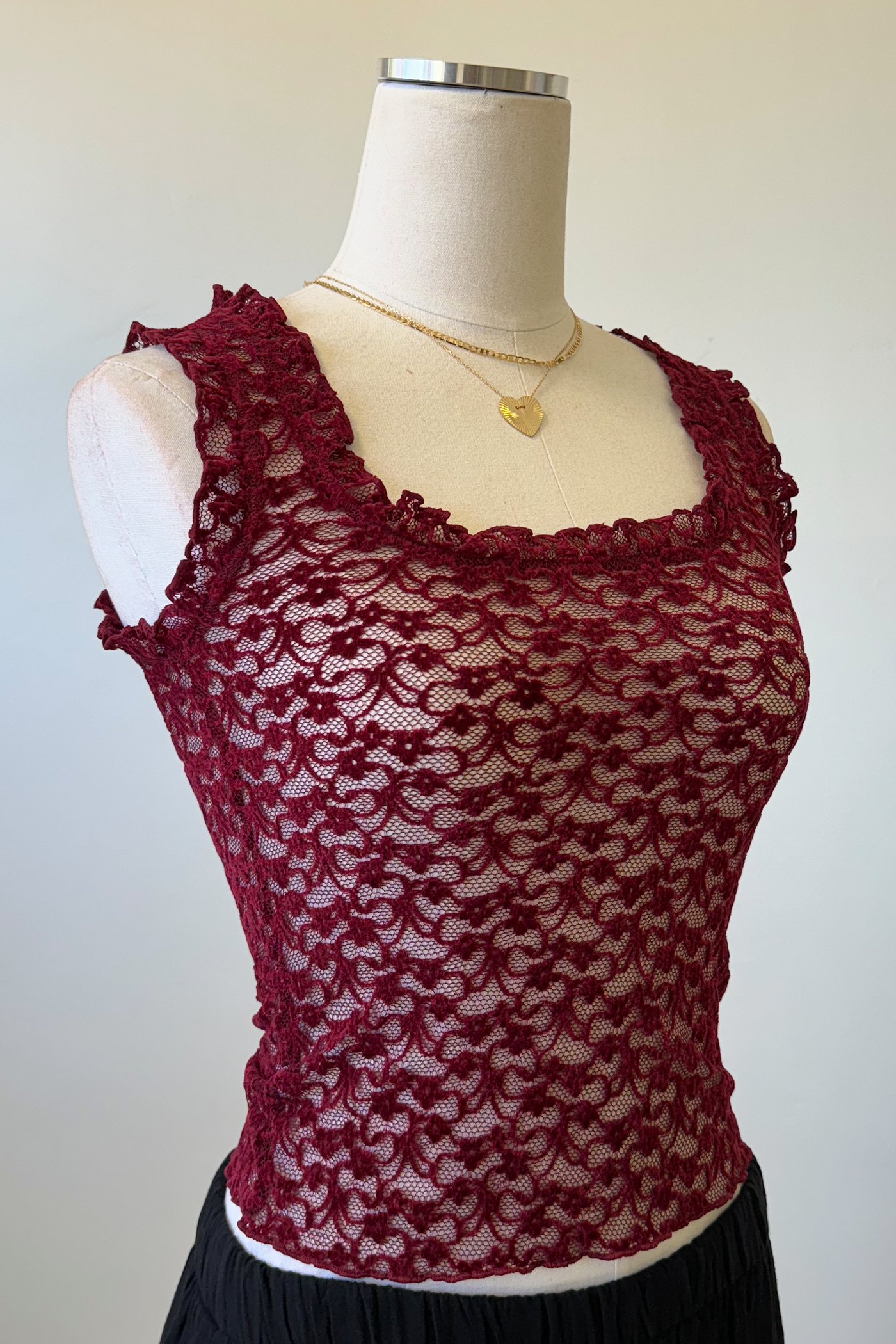 Sheer Lace Sleeveless Top