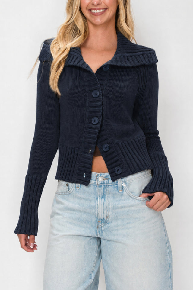 Button Front Knit Cardigan
