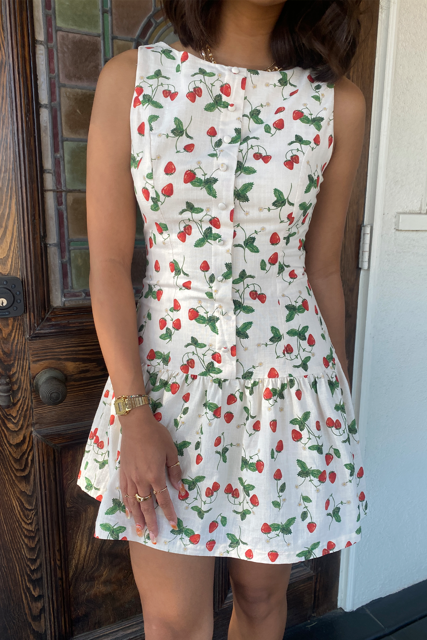 Strawberry Sleeveless Mini Dress