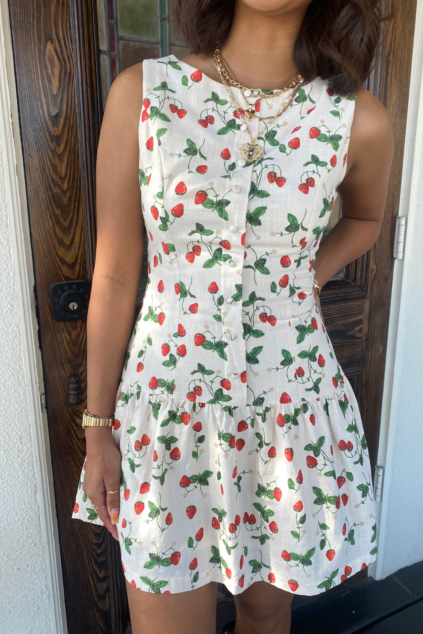 Strawberry Sleeveless Mini Dress