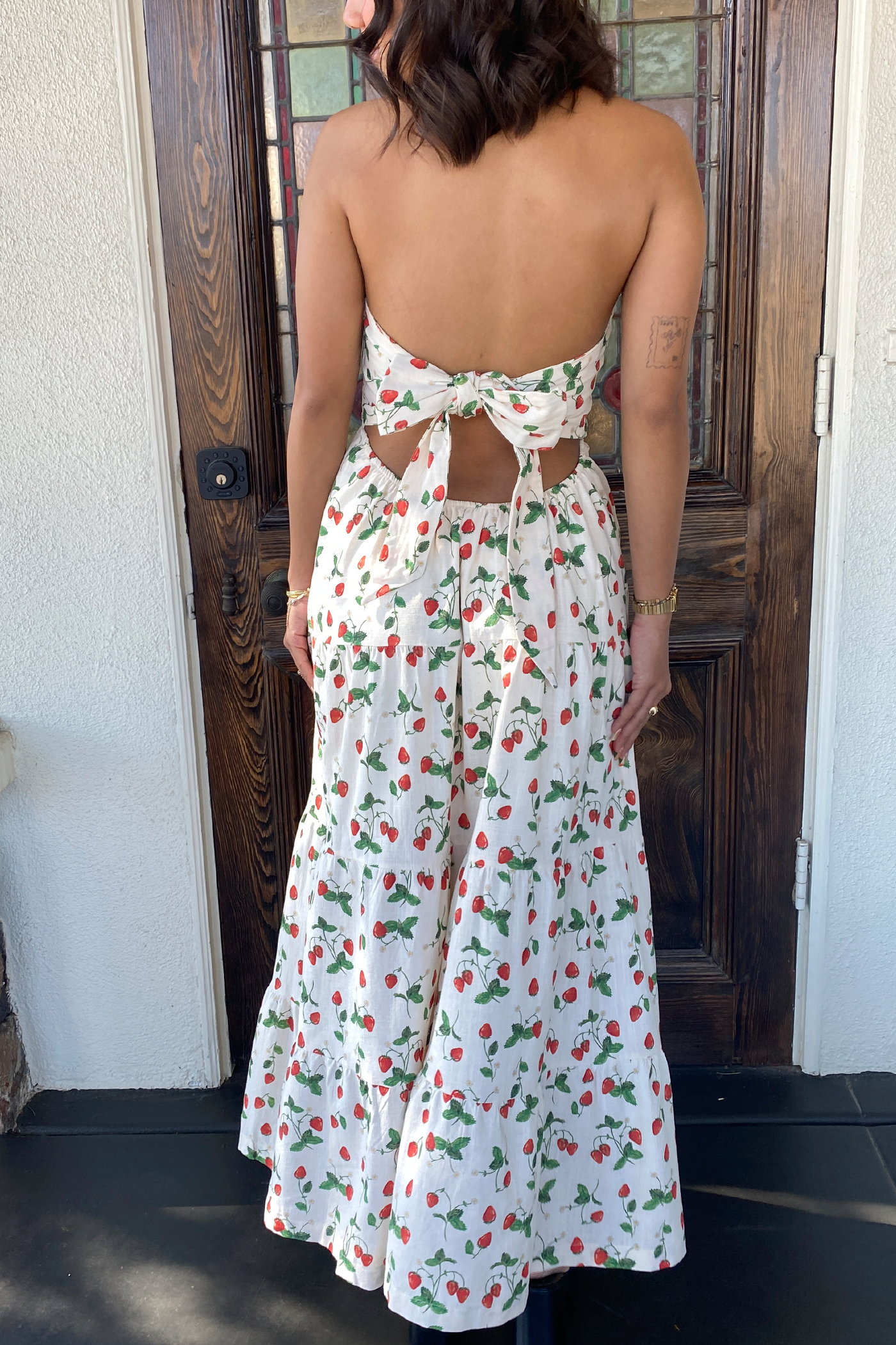 Stawberry Strapless Wrap Maxi Dress