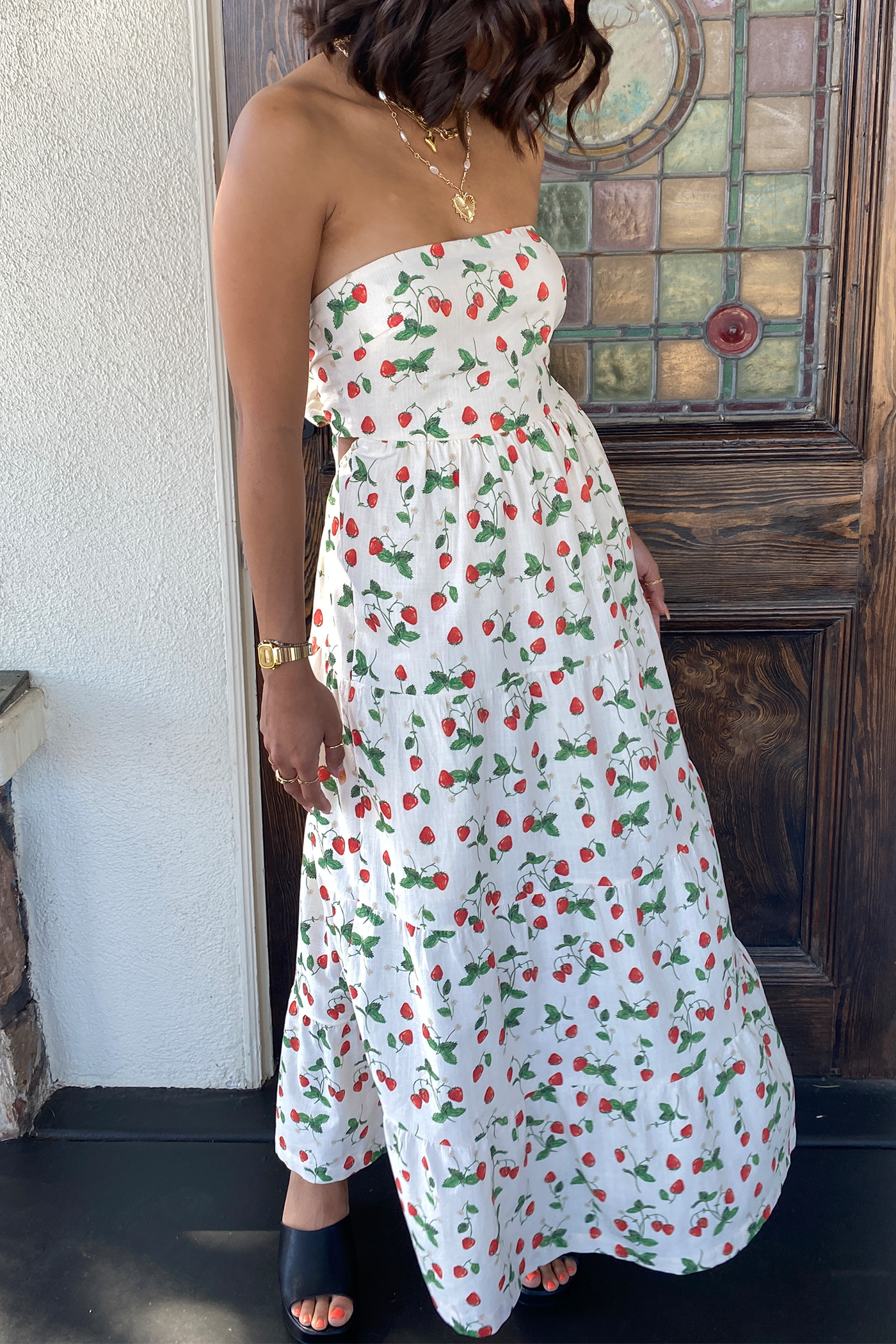 Stawberry Strapless Wrap Maxi Dress