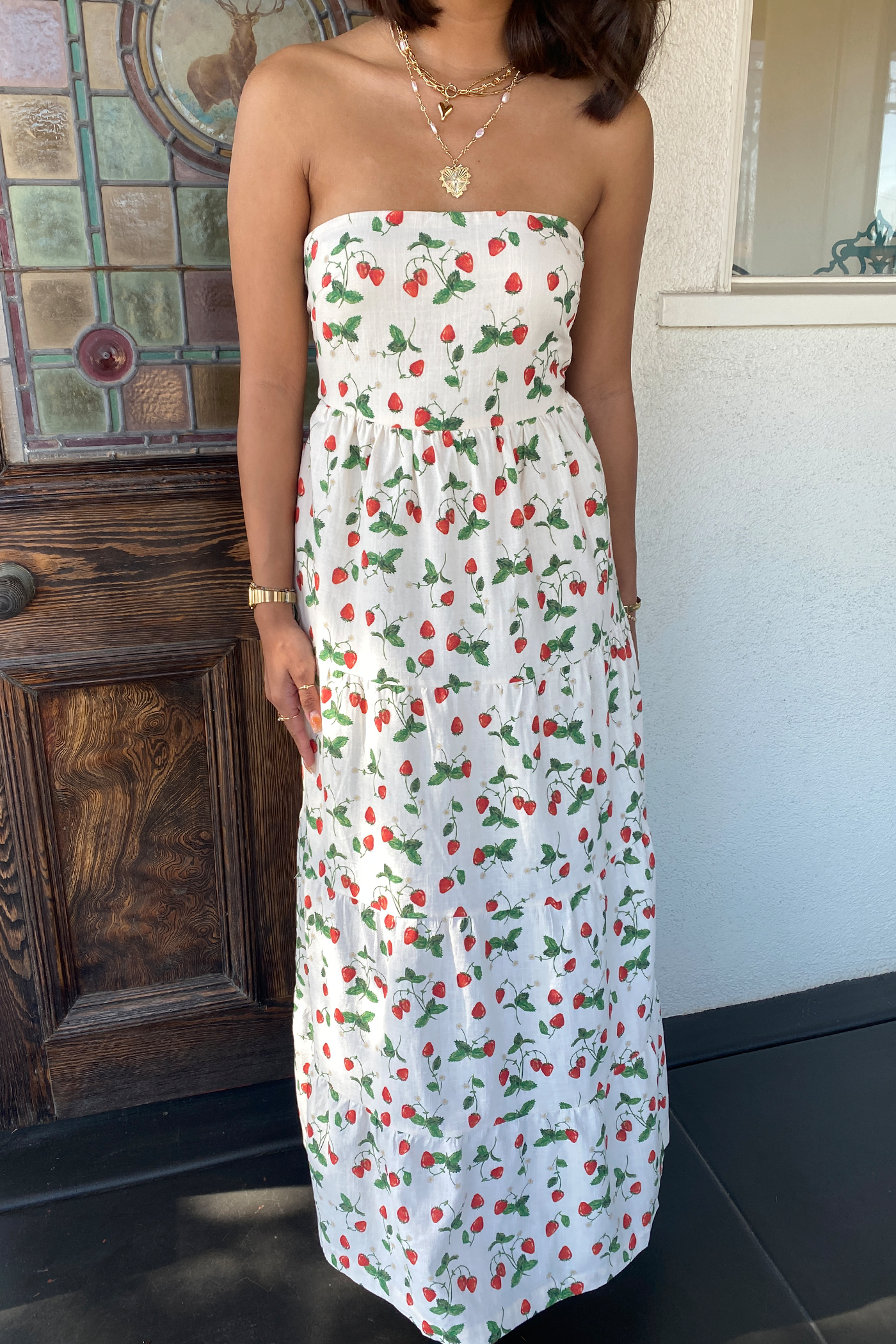 Stawberry Strapless Wrap Maxi Dress