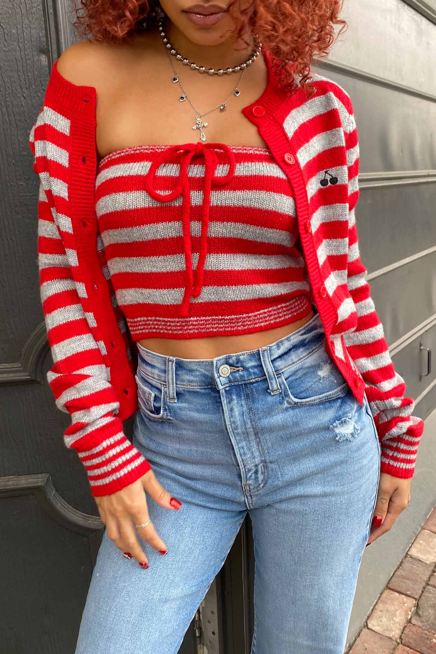 Striped Knit Tube Top