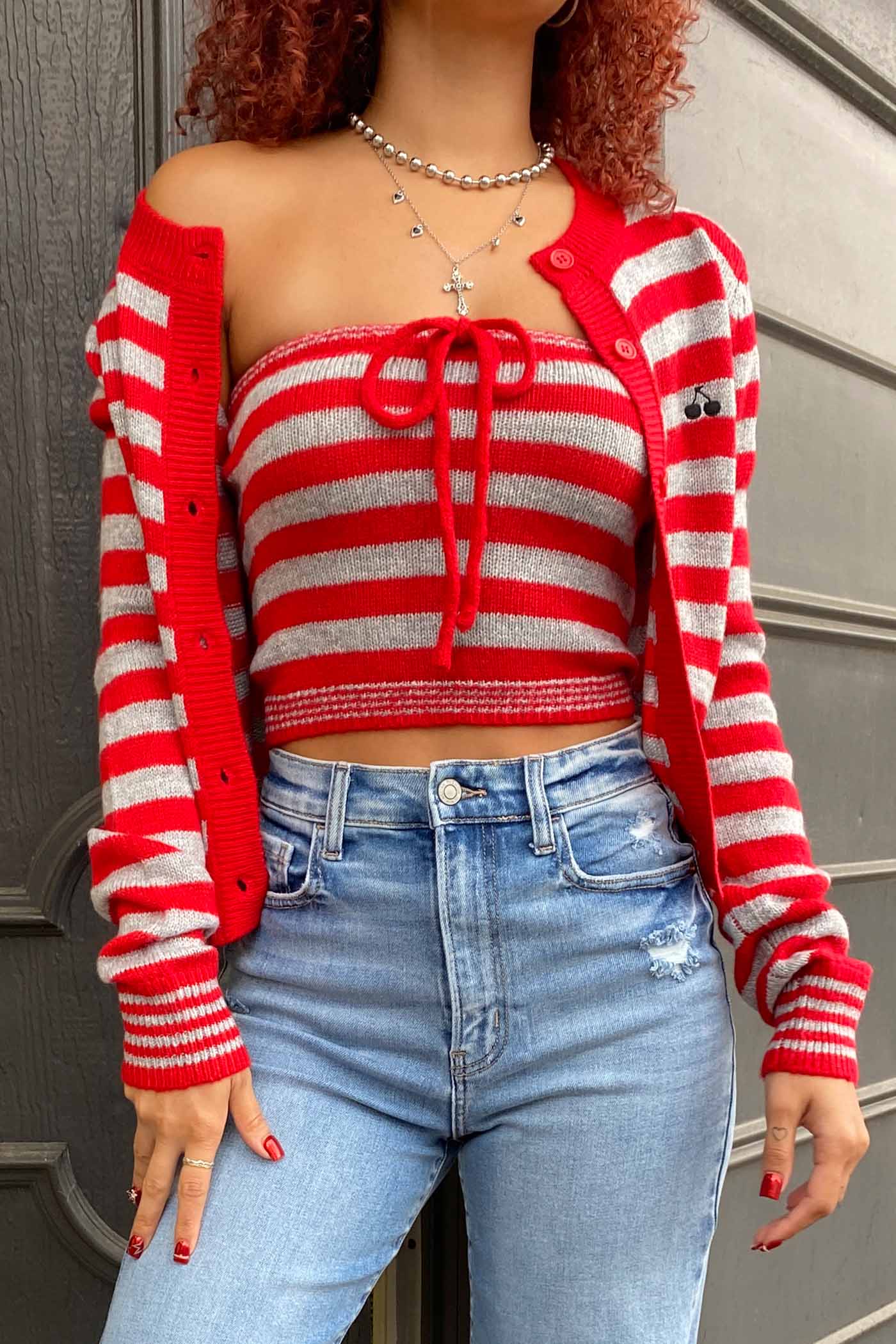 Striped Knit Tube Top