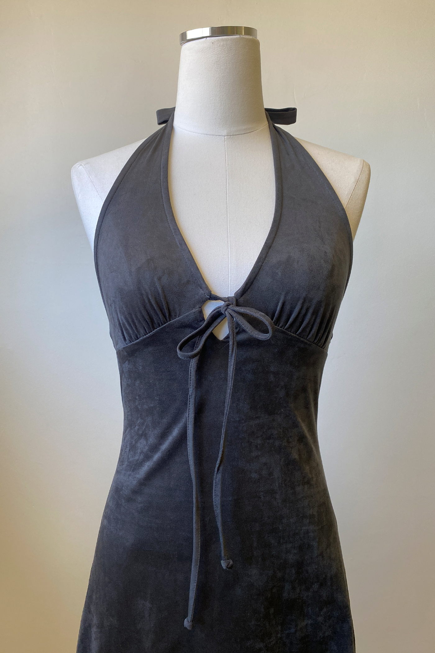 Suede Halter Mini Dress