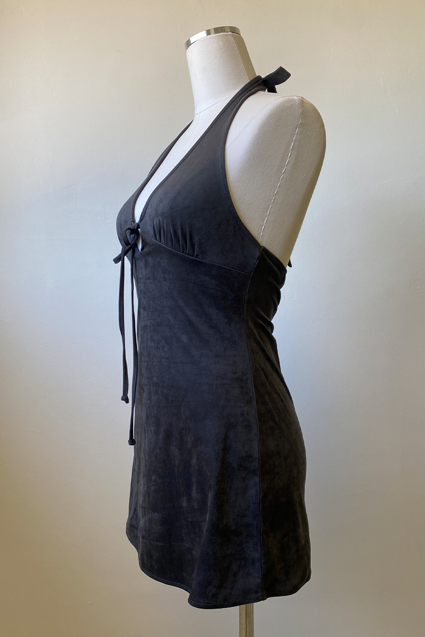 Suede Halter Mini Dress