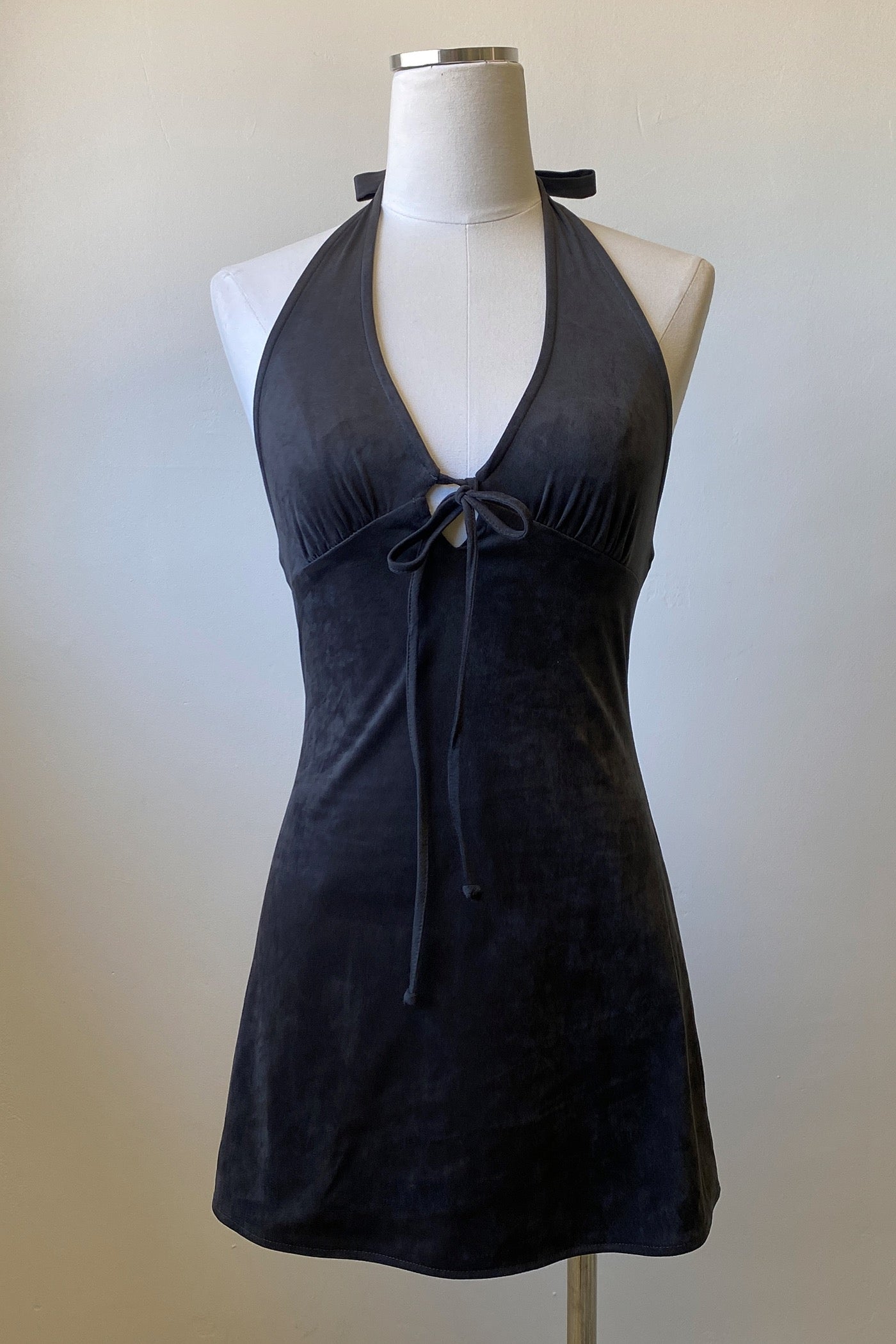 Suede Halter Mini Dress