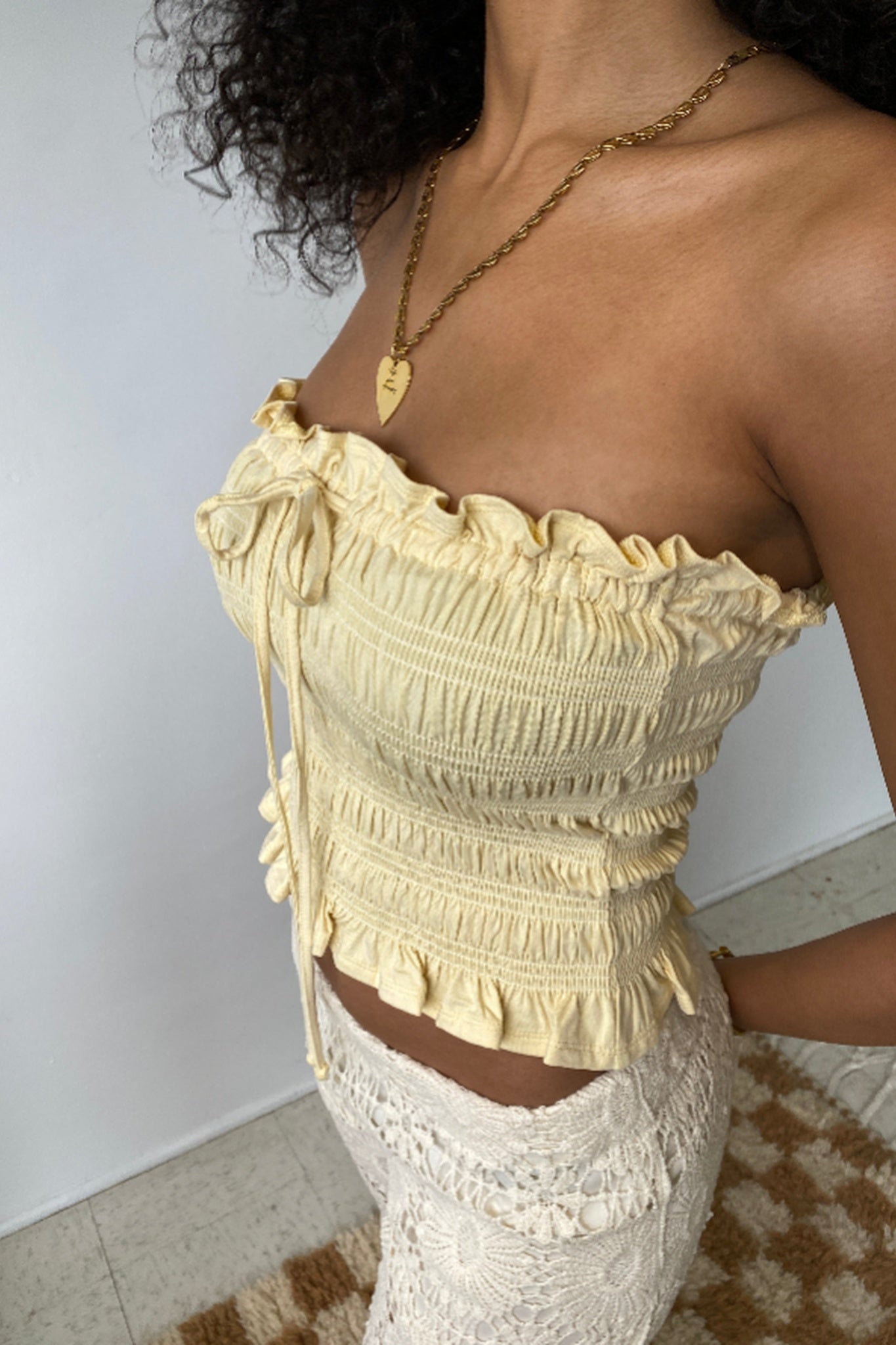 Smocked Ruffle Tube Top