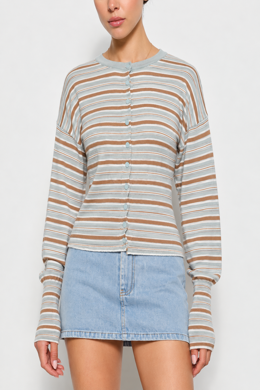 Striped Button Down Cardigan