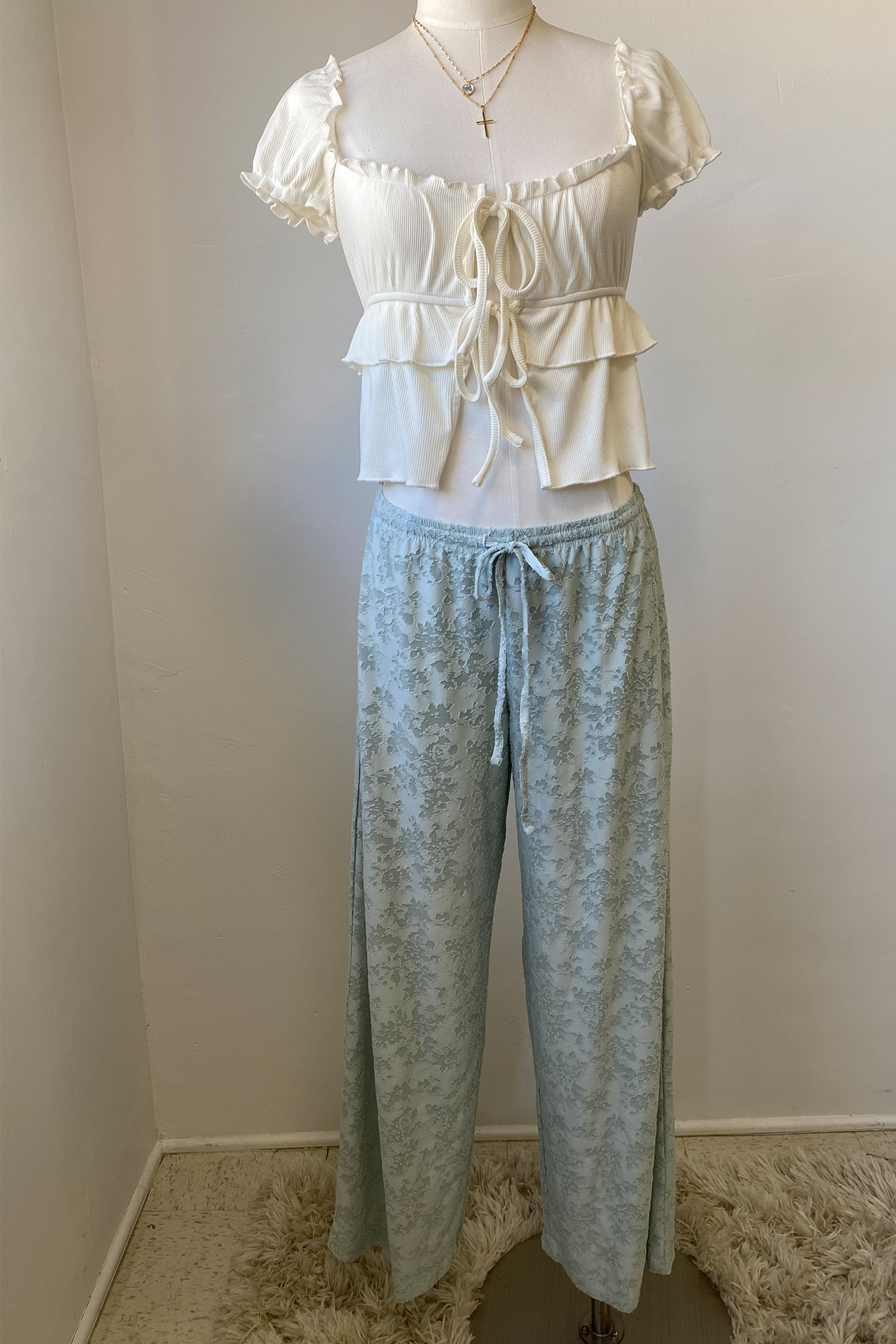 Textured Floral Pants