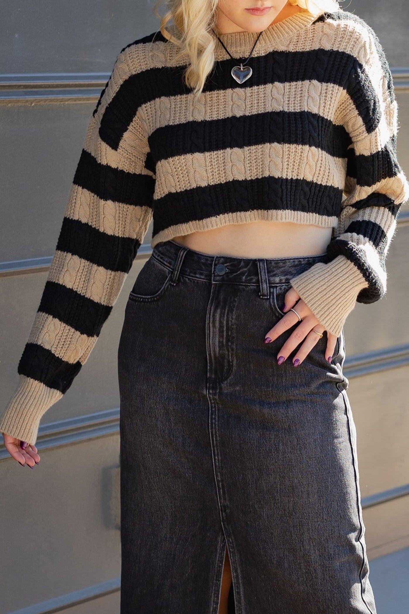Keep Going Striped Crop Sweater