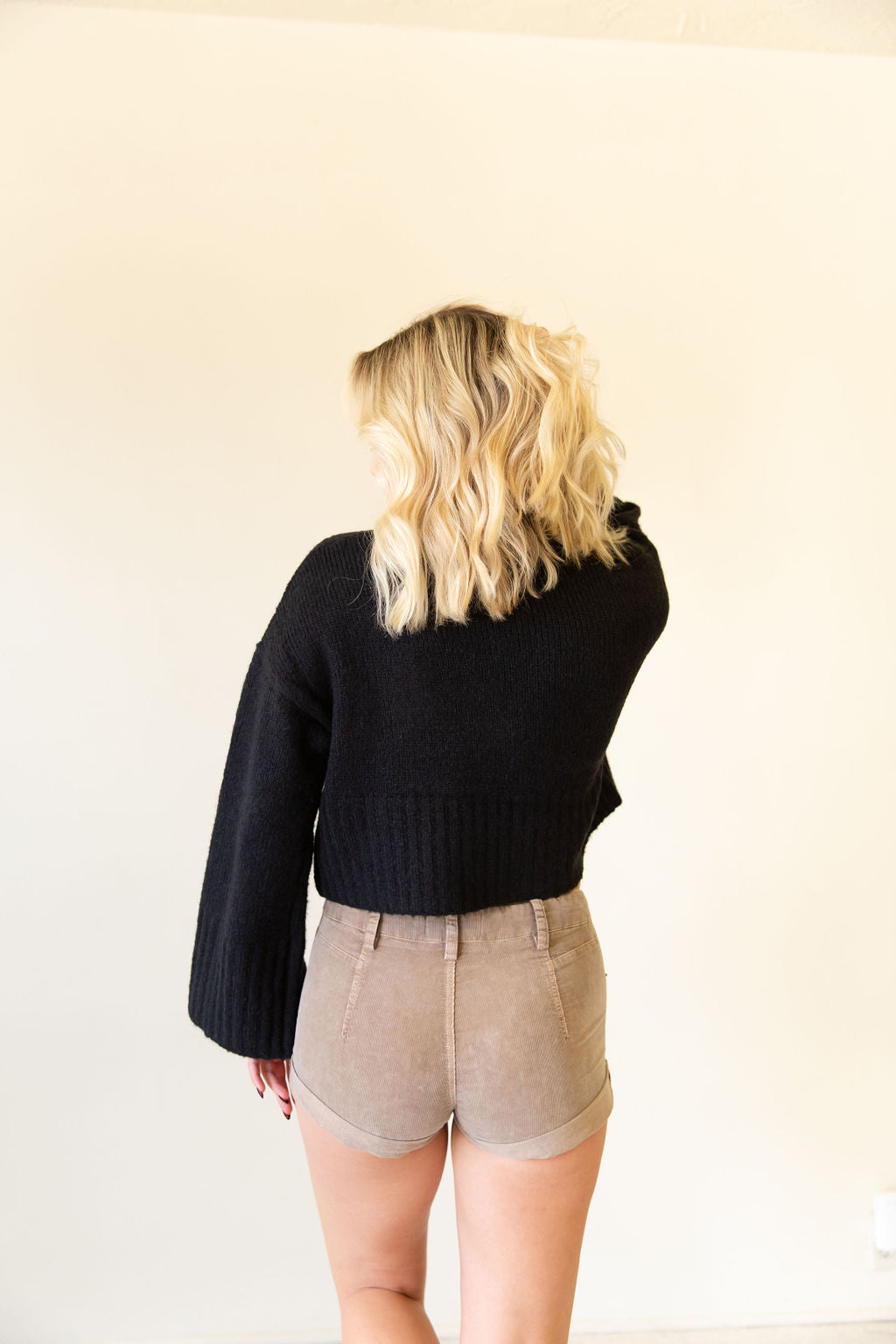 Black Mockneck Crop Sweater