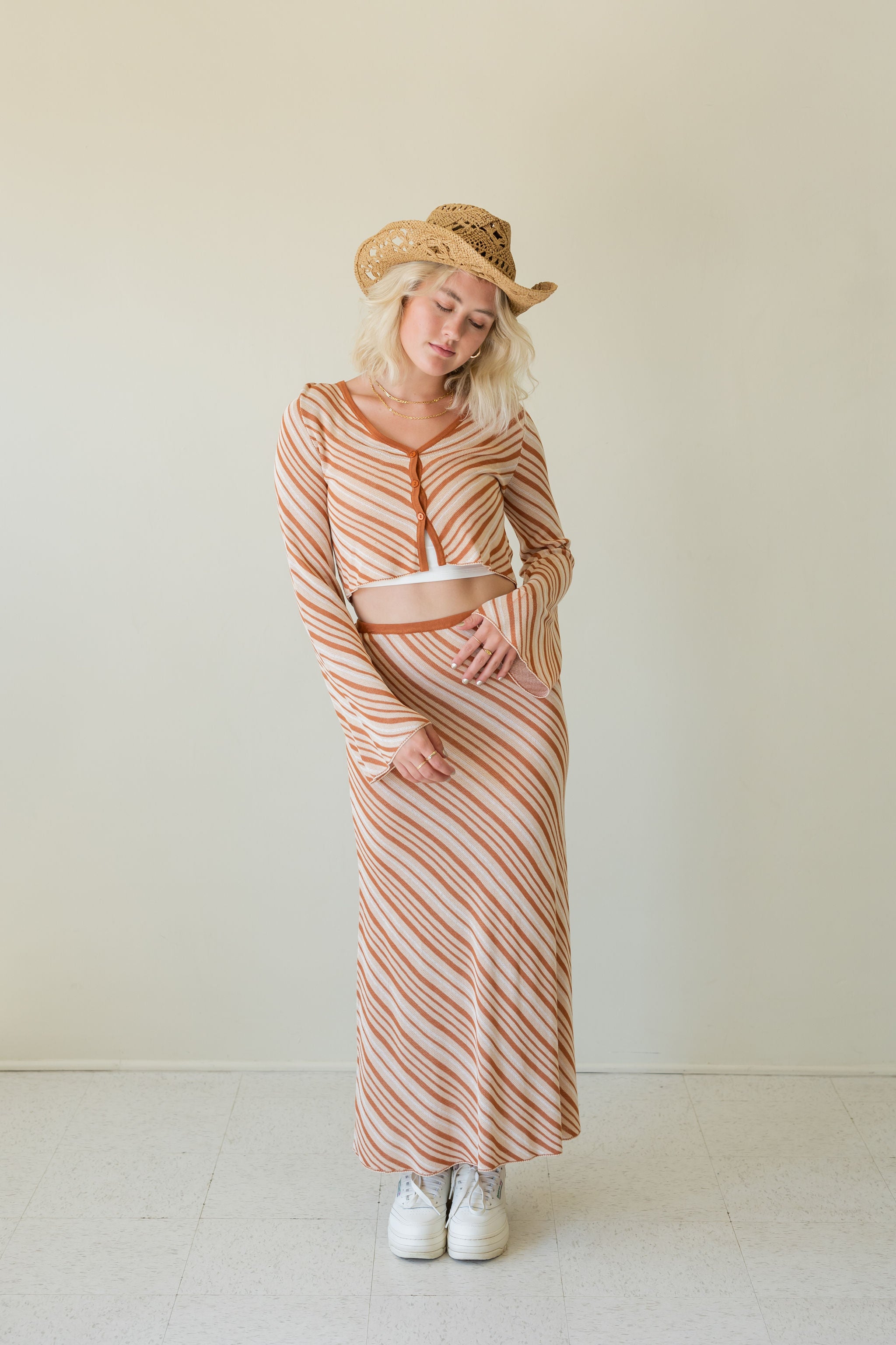 Another Place Striped Knit Maxi Skirt by For Good