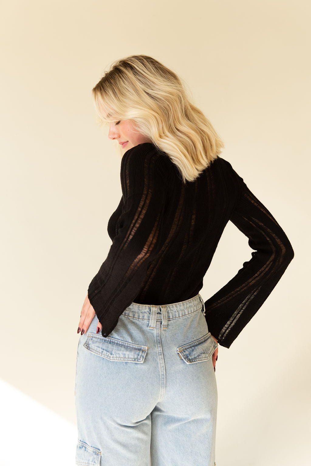 These Nights Ladder Knit Long Sleeve Top