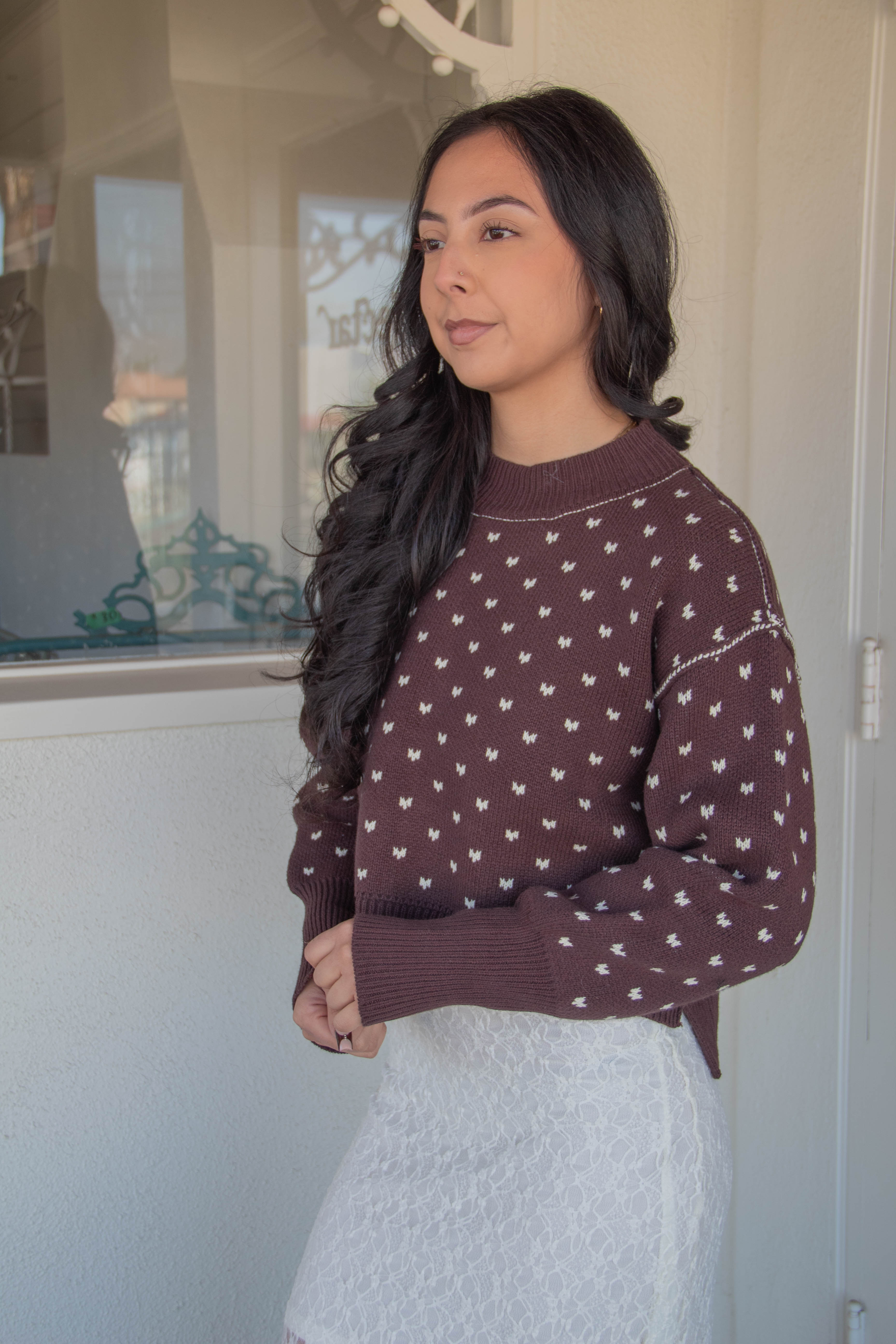 Patterned Knit Sweater by For Good