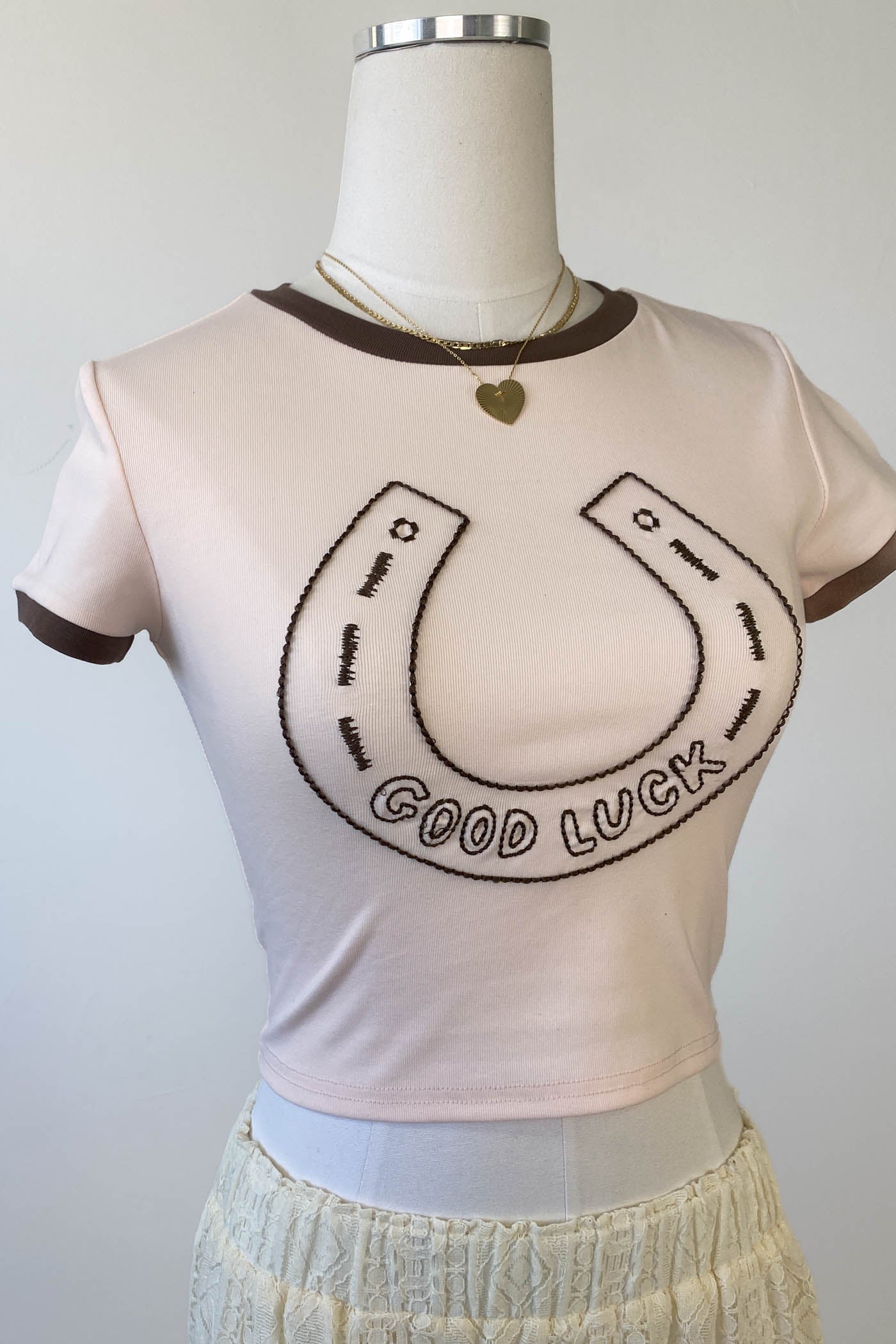 Horseshoe Embroidered Ringer Tee