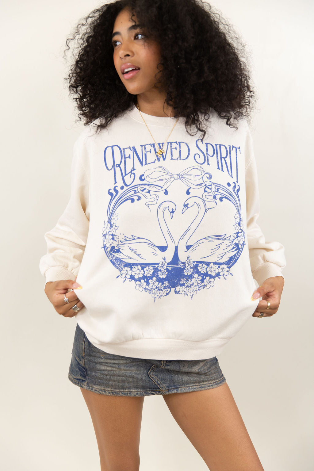 Oversized Crew Graphic Sweatshirt