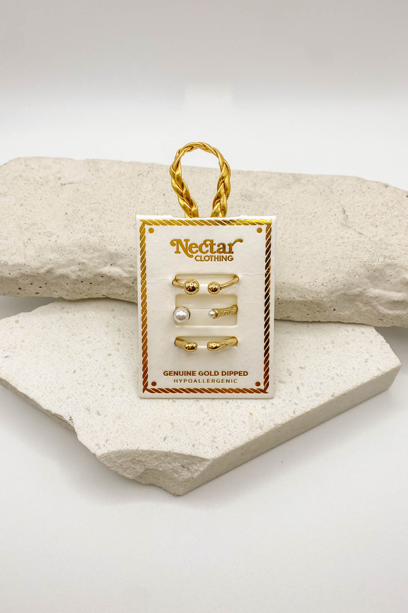 Pearl & Gold Ring Set