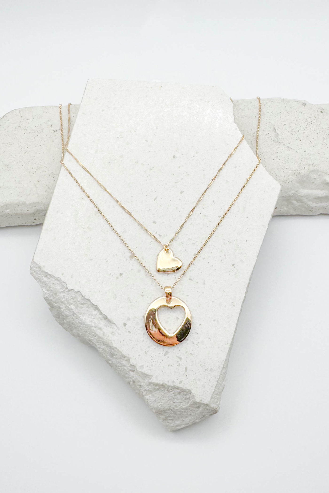 Layered Heart Cutout Necklace