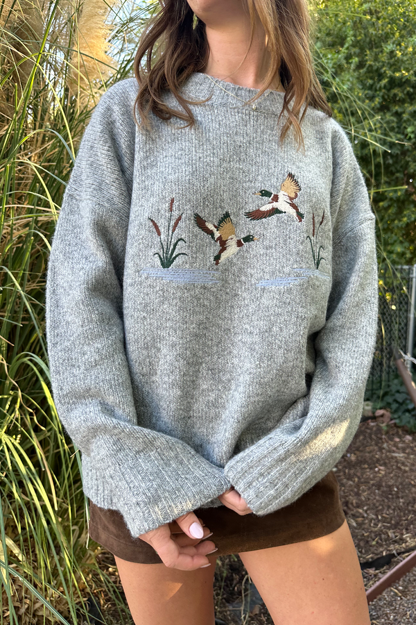 Duck Embroidered Graphic Sweater
