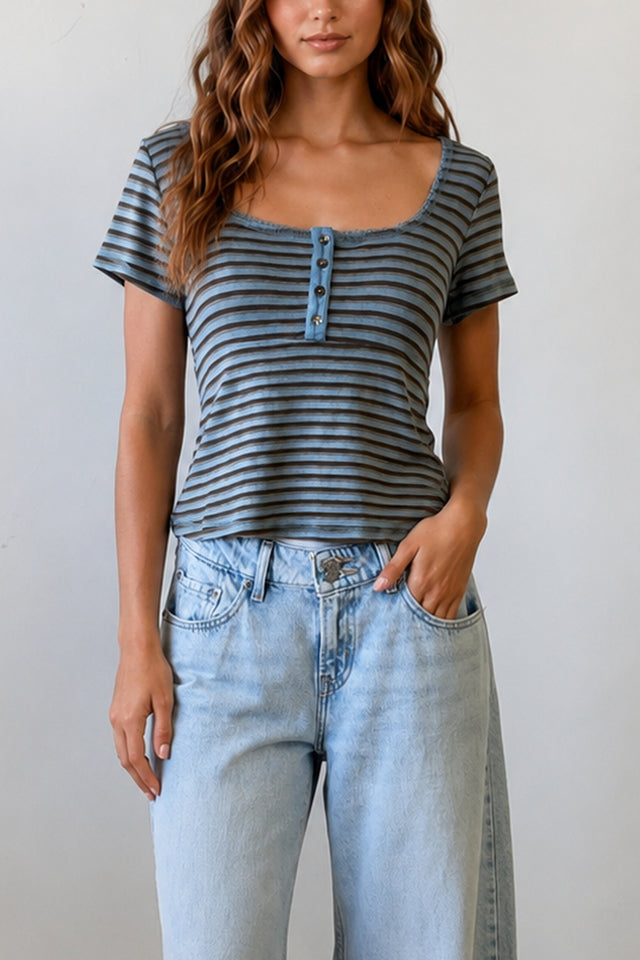 Striped Henley Top