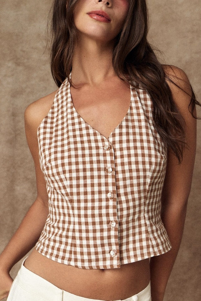 Gingham Halter Top