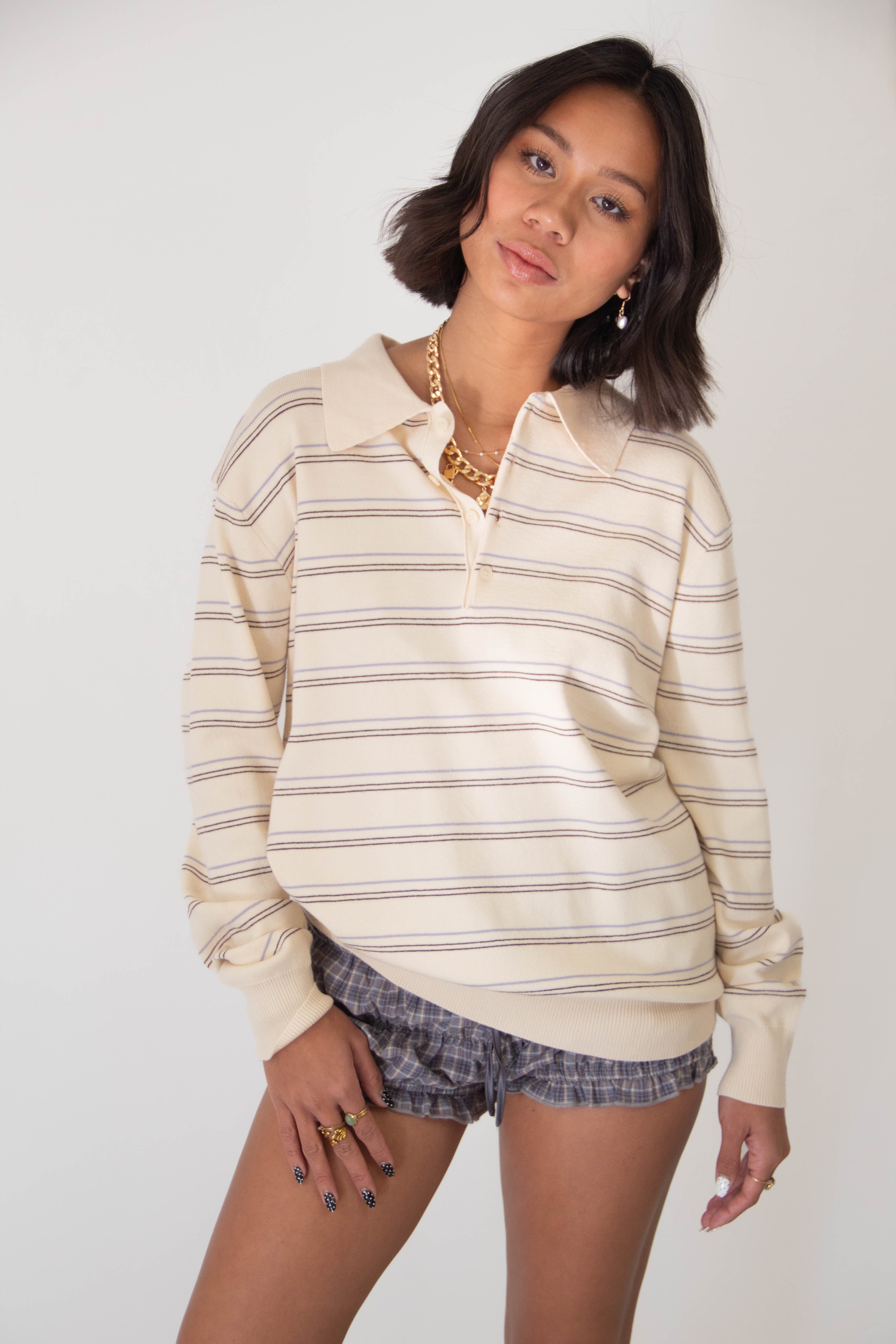 Collared Long Sleeve Top