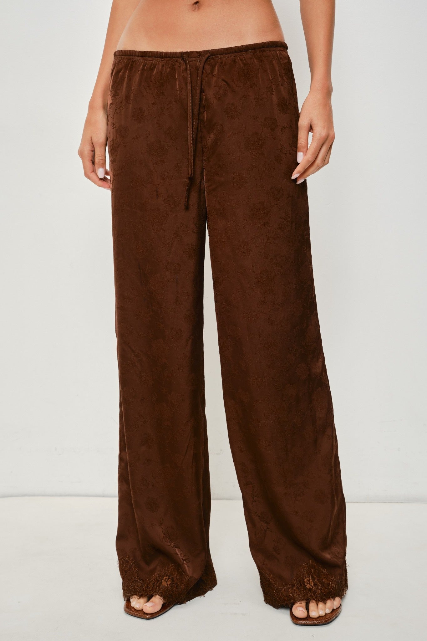 Jacquard Lace Trim Pants