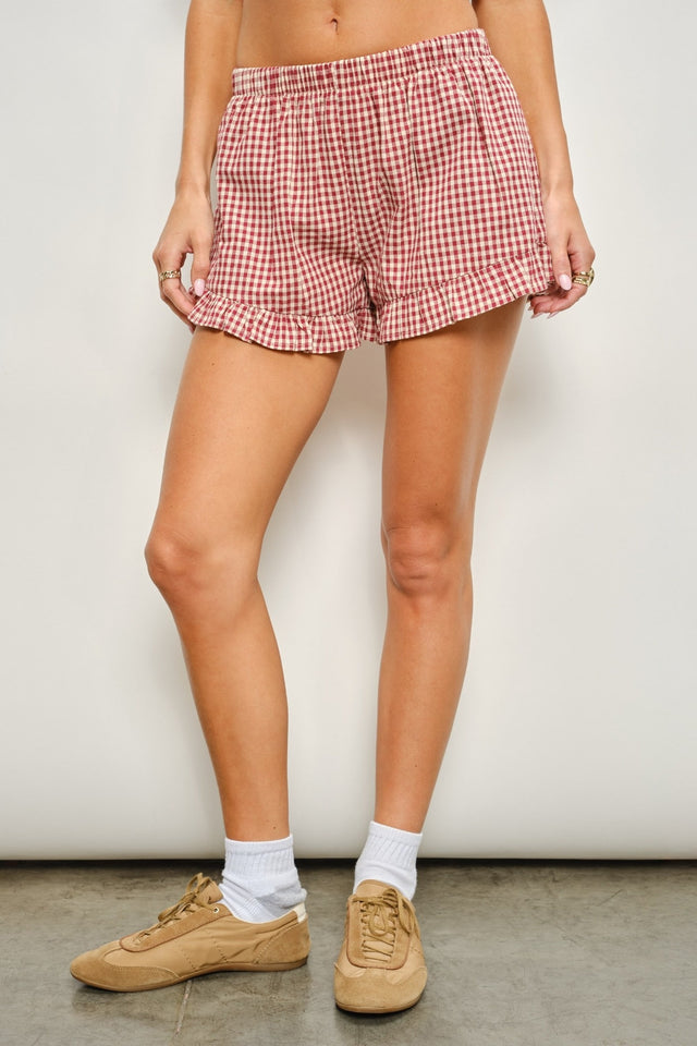 Gingham Ruffle Shorts