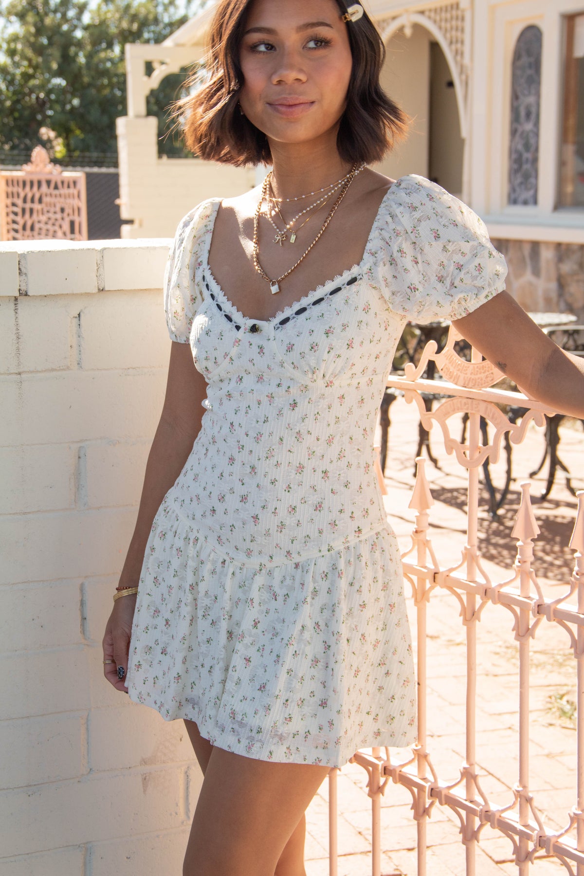 Vintage Babydoll Mini Dress Cream / Large