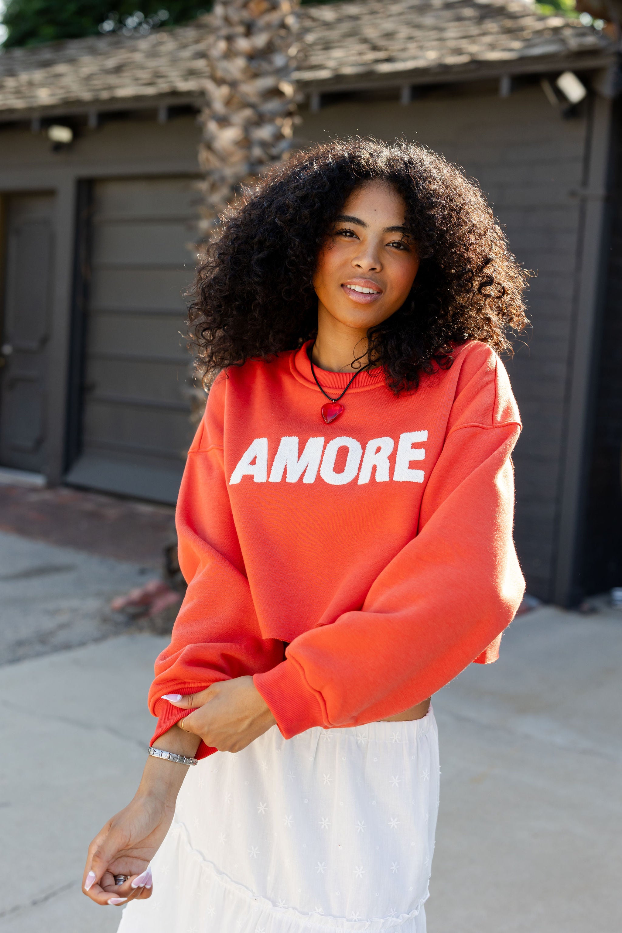 Amore Cropped Graphic Sweatshirt