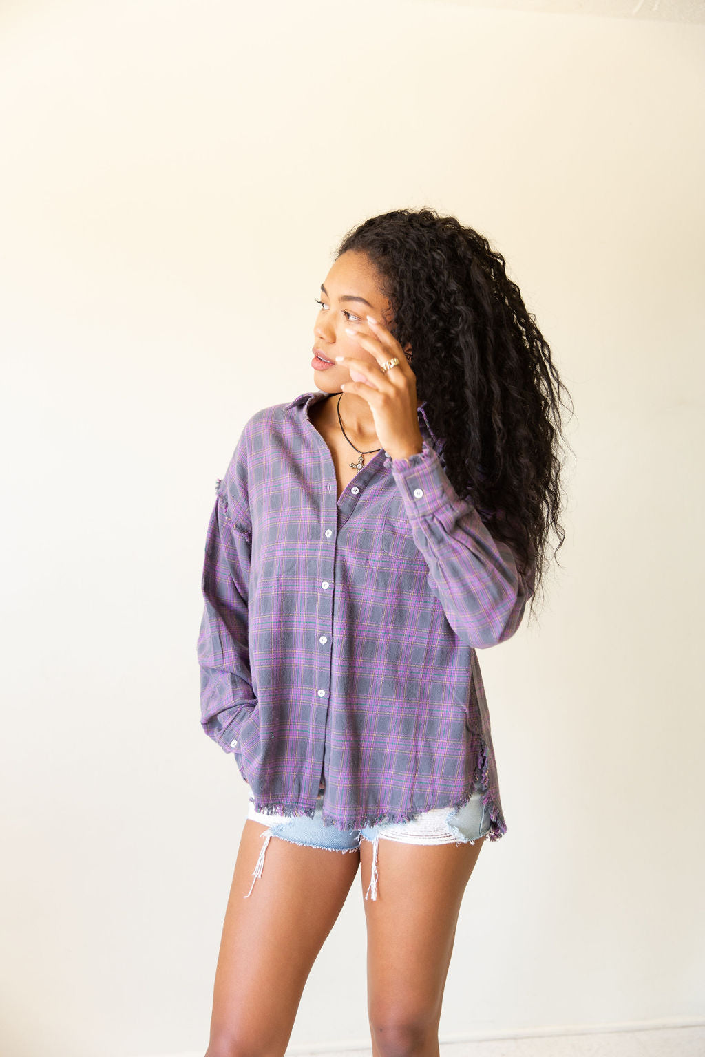 Let's See Long Sleeve Flannel Top