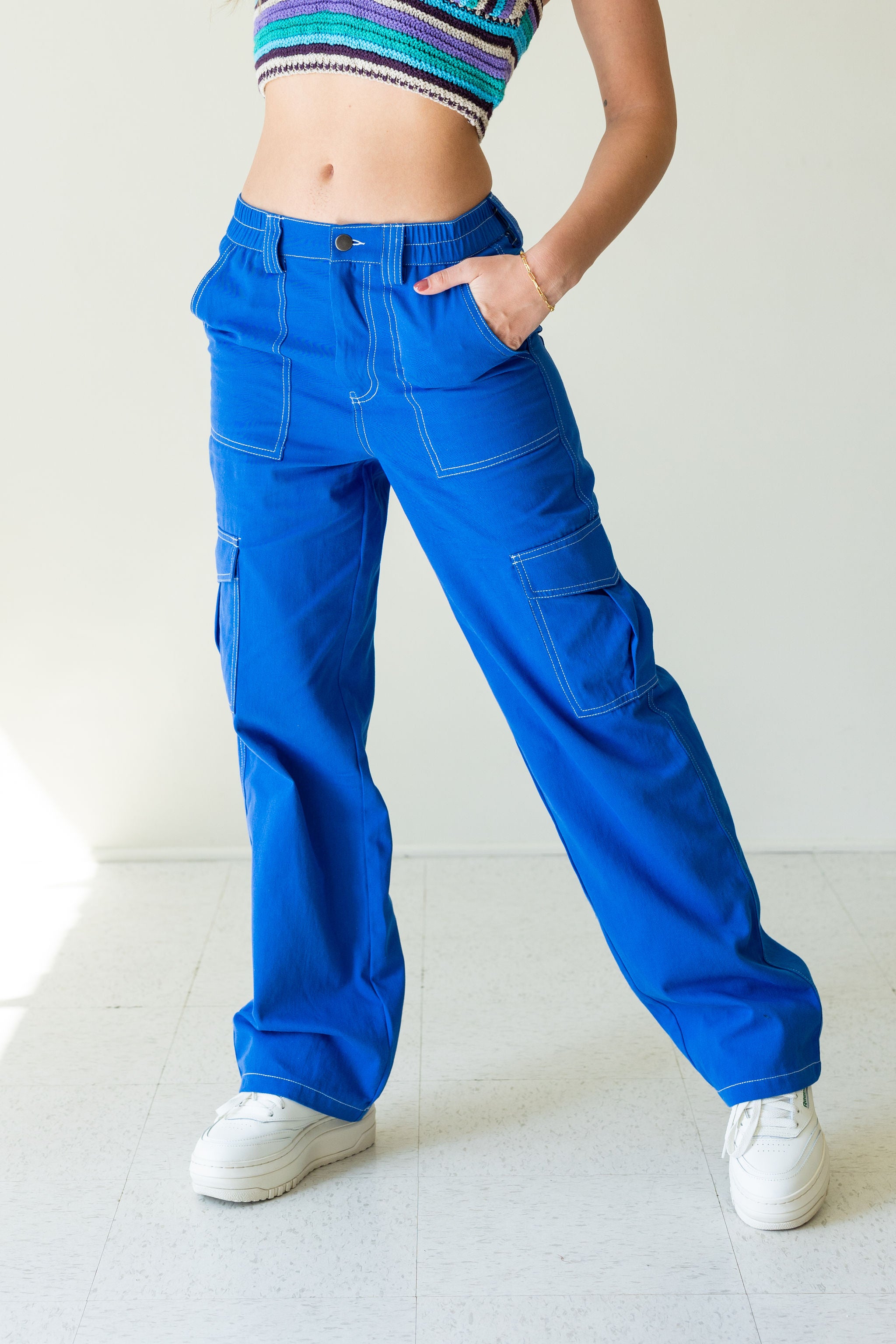 Bright blue deals cargo pants