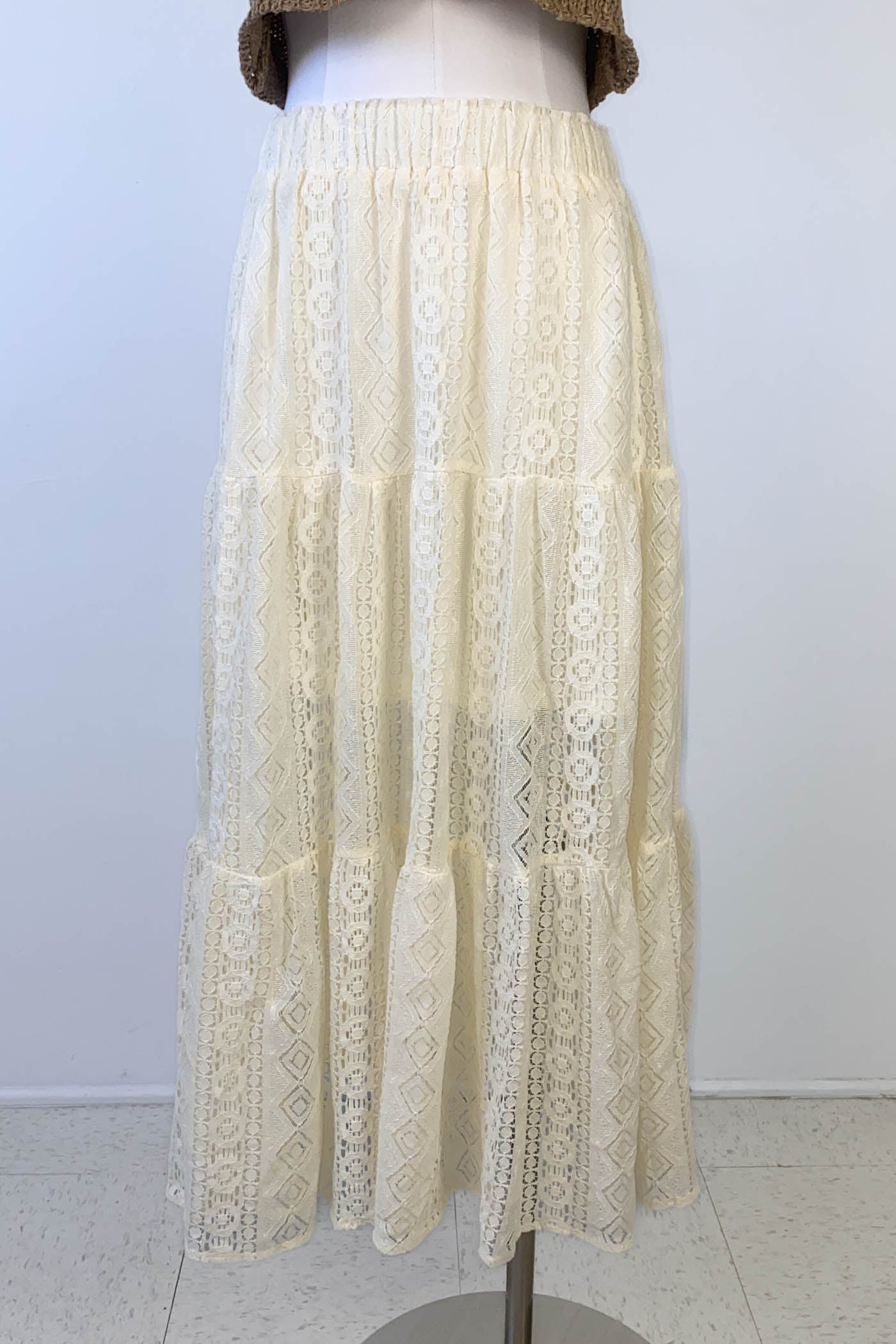 Crochet Lace Tiered Skirt by For Good