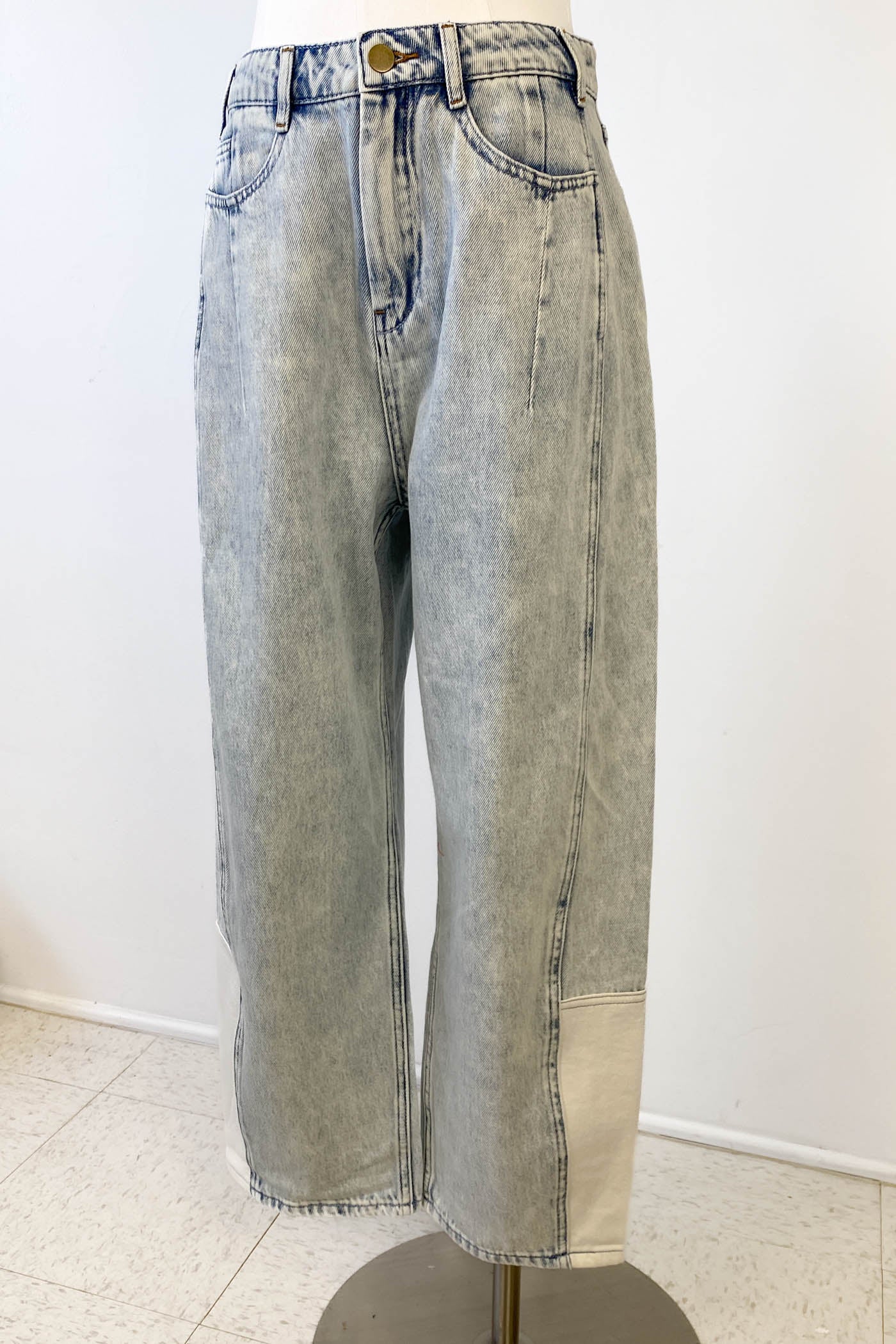 Contrast Barrel Jeans by For Good