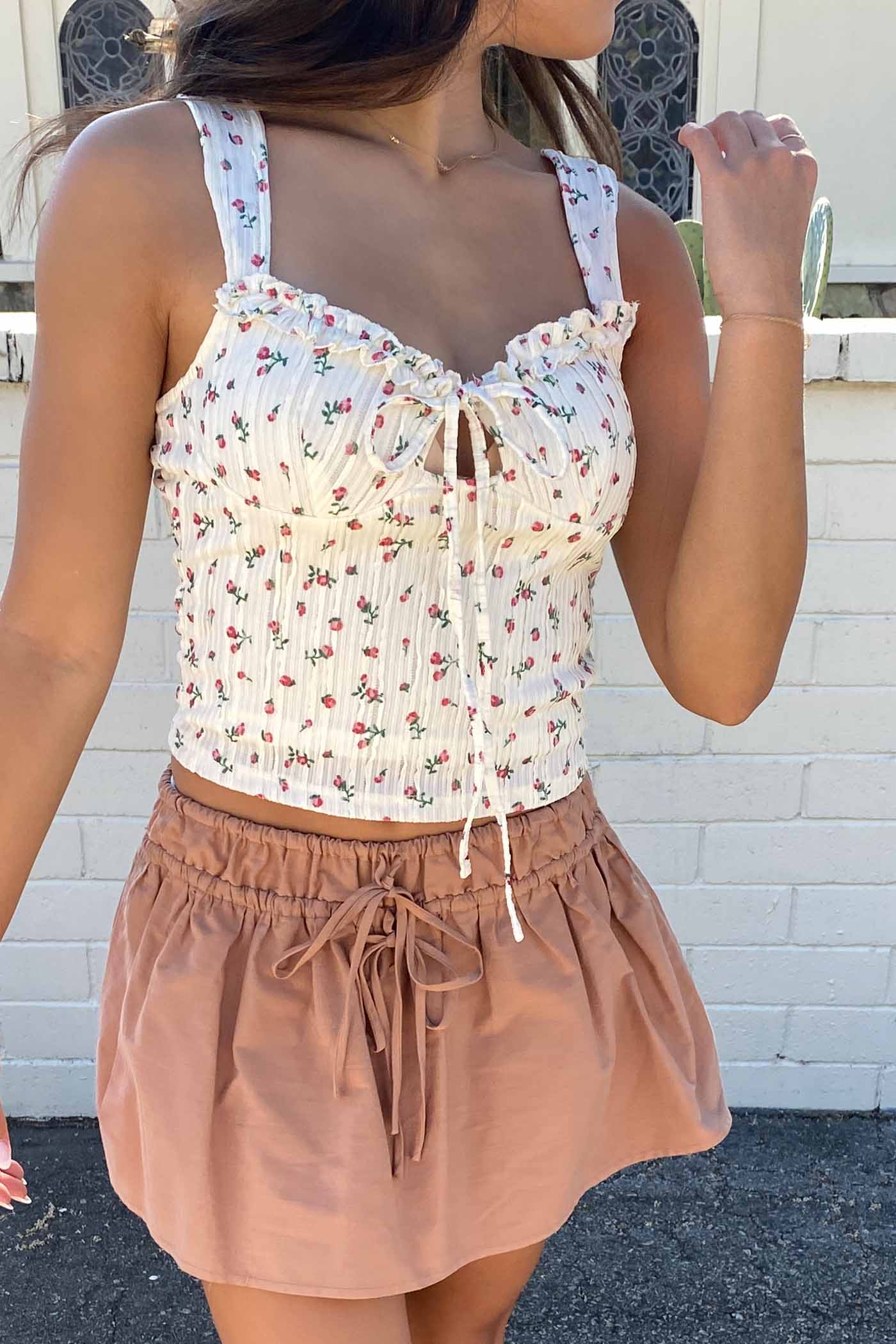 Ruffled Floral Sleeveless Top