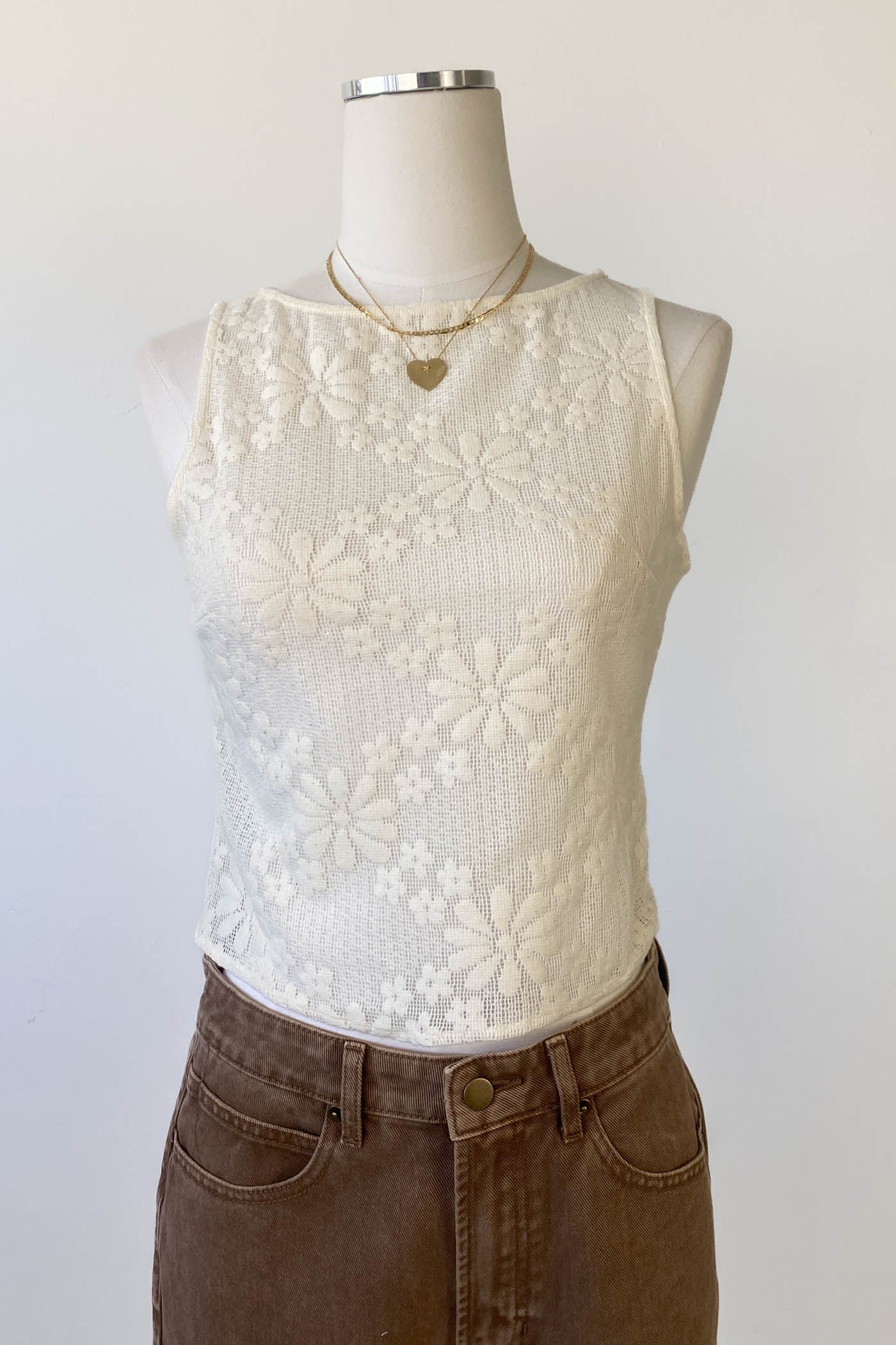 Sheer Lace Sleeveless Top