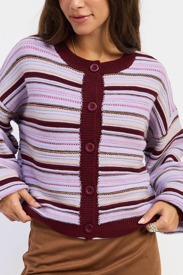 Striped Button Down Cardigan