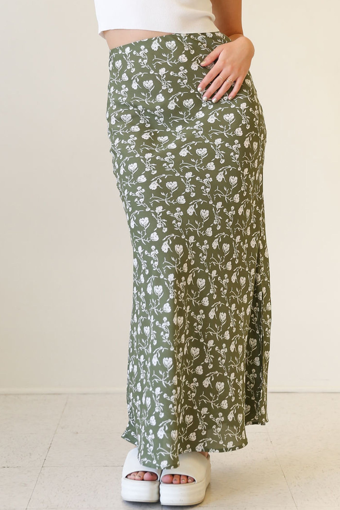 Be Happy Floral Maxi Skirt by For Good