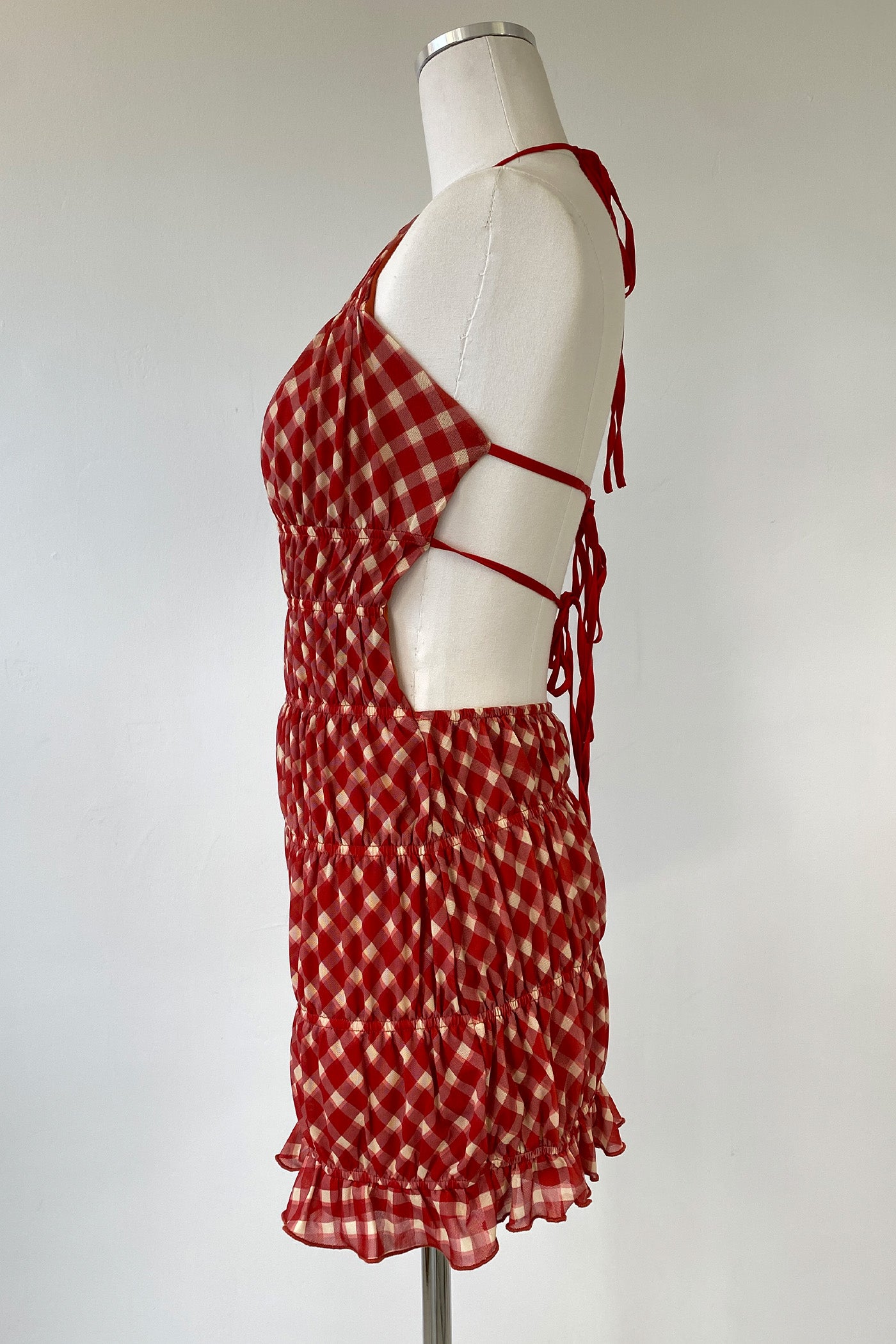 Mini Plaid Halter Dress