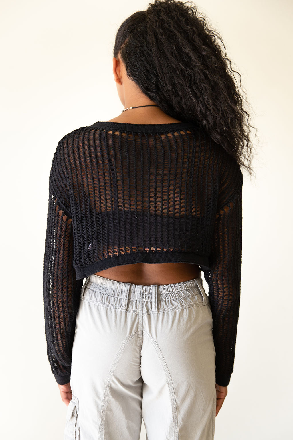 Black Knit Crop Sweater