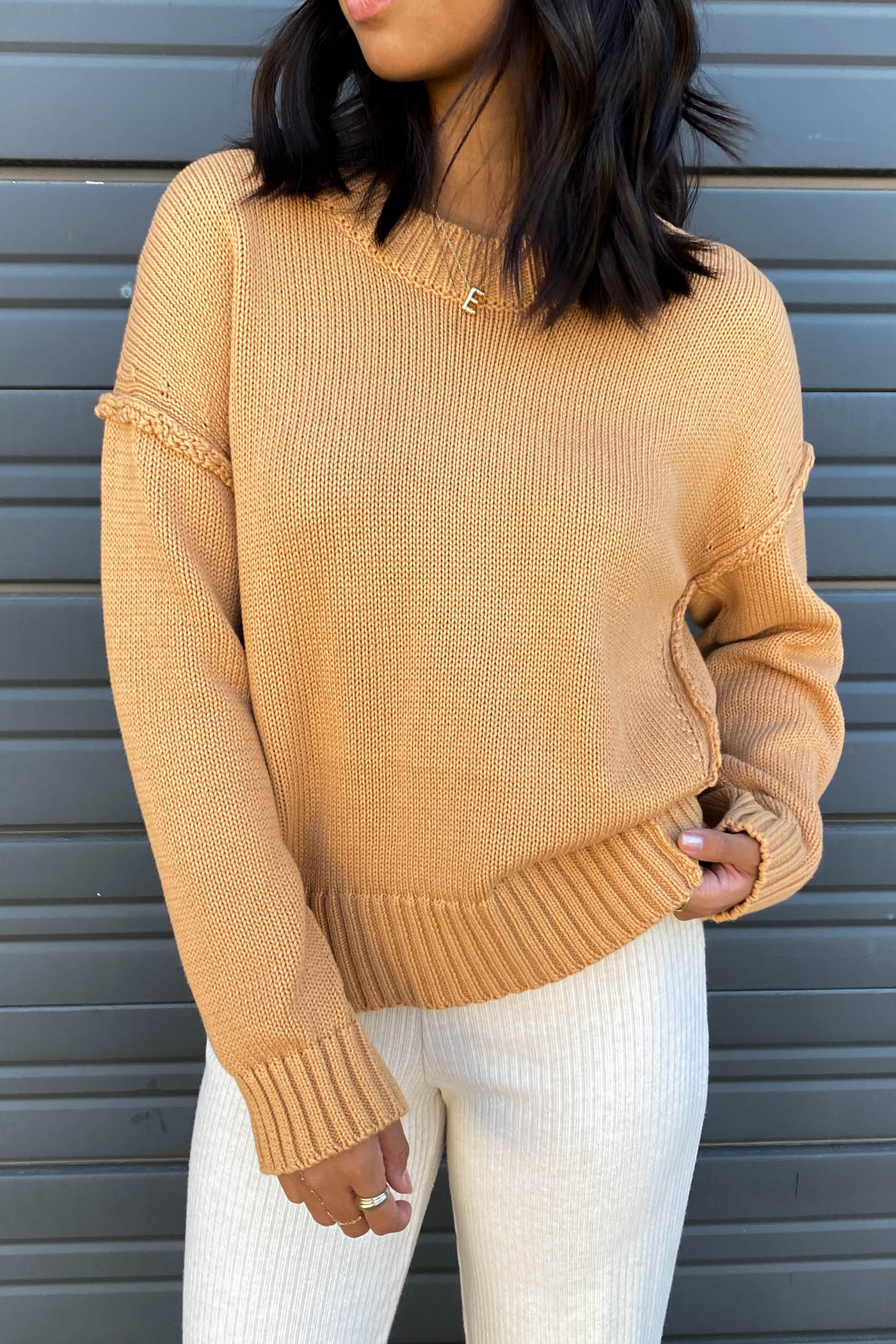 Reverse Stitch Knit Sweater