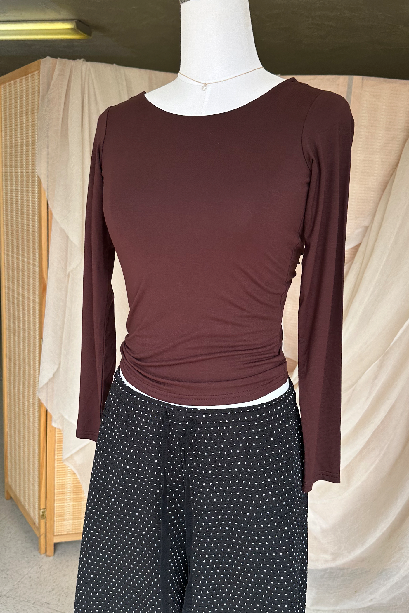 Basic Backless Long Sleeve Top