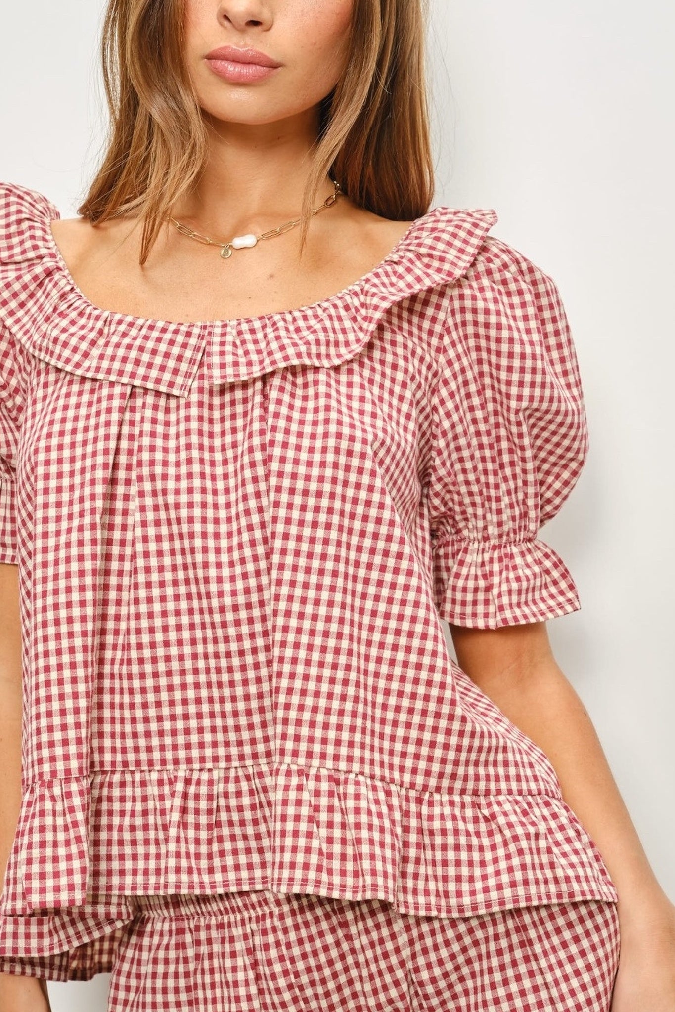 Ruffle Gingham Top
