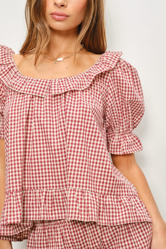 Ruffle Gingham Top