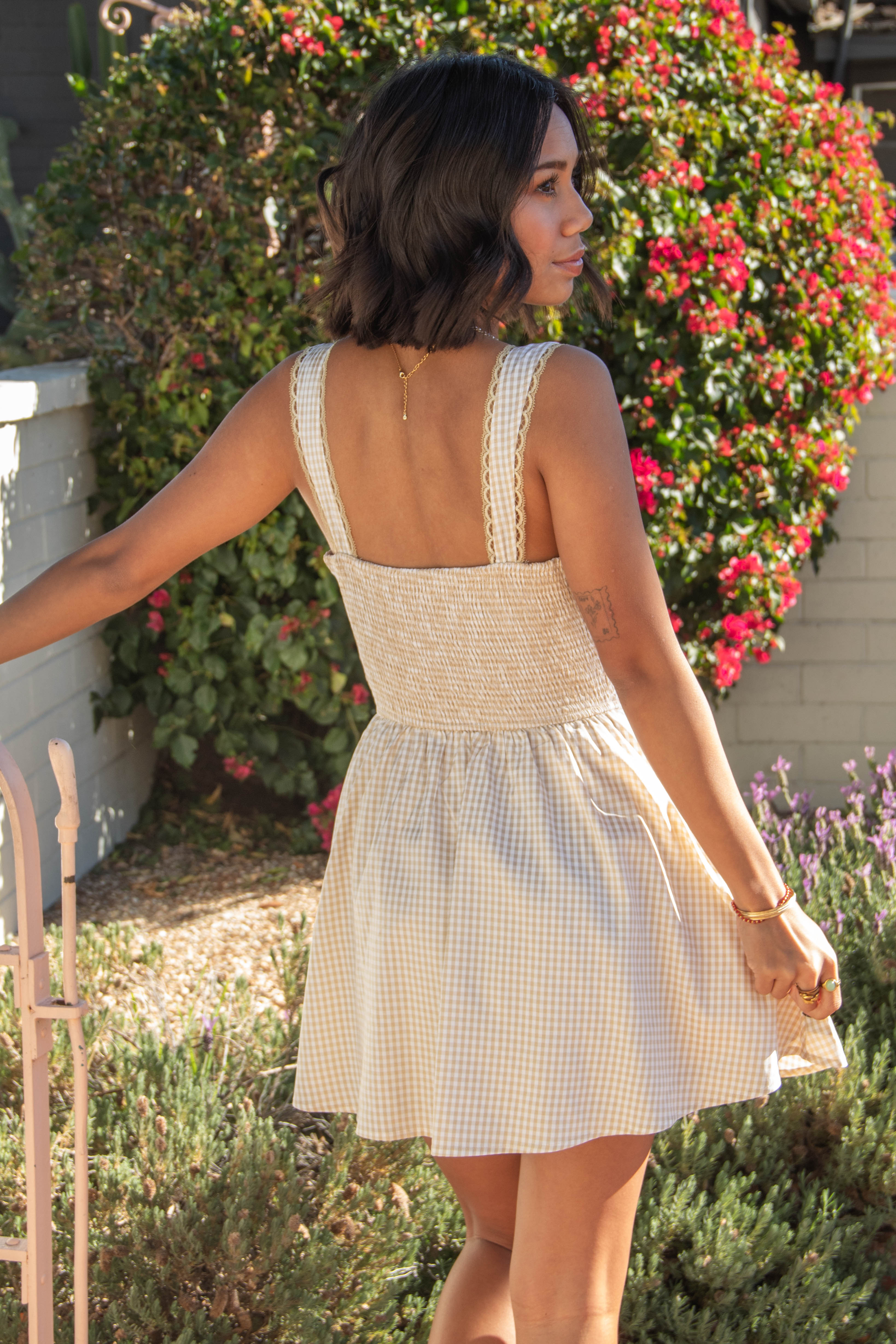 Sleeveless Gingham Mini Dress