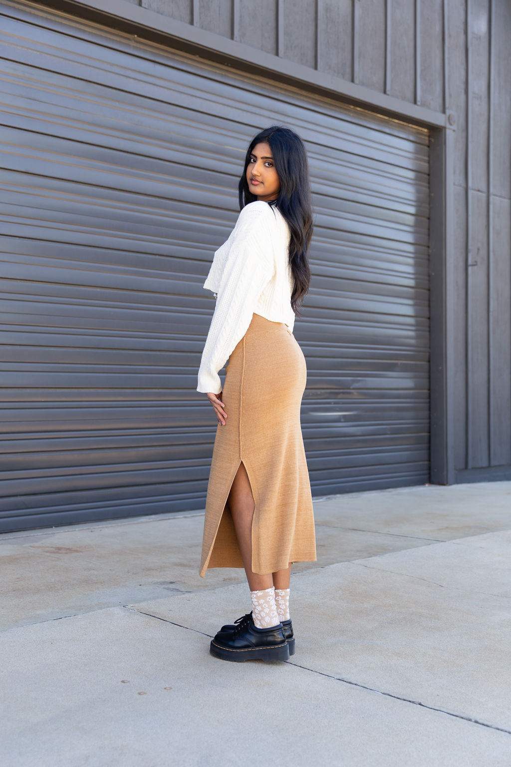 Fast Lane Knit Midi Skirt by For Good