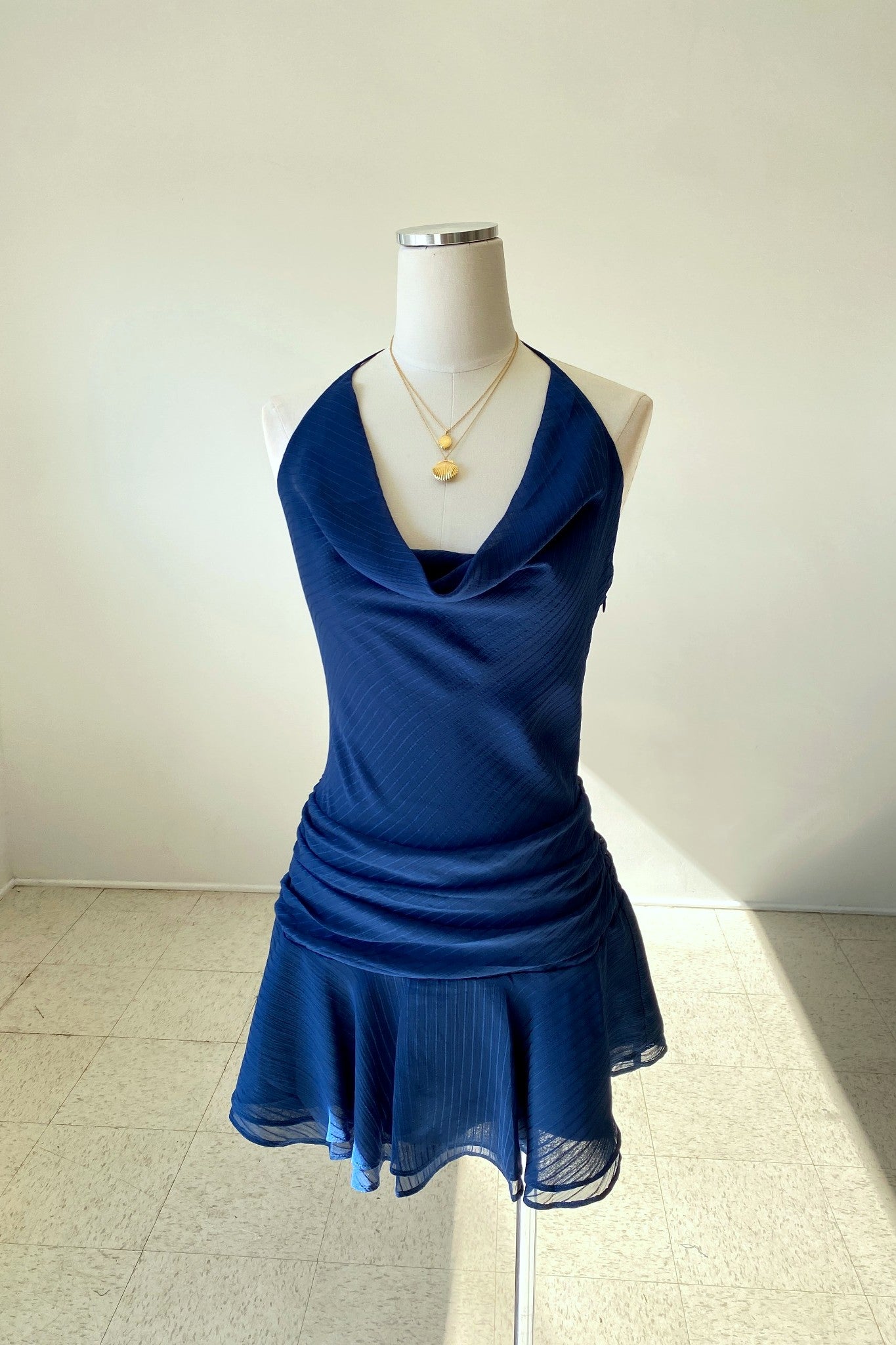 Draped Halter Mini Dress