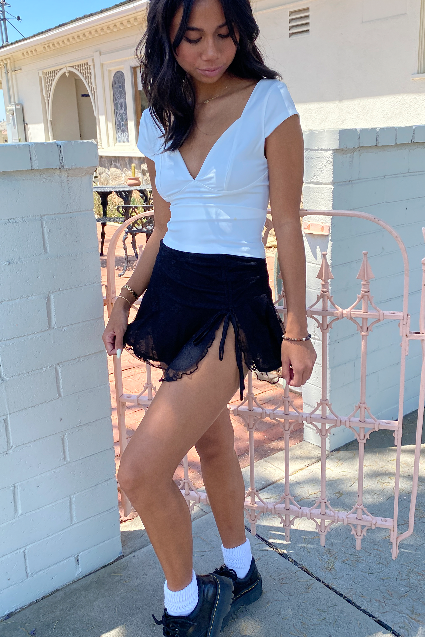 Floral Mesh Mini Skirt